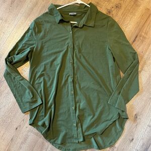 LuLaRoe Olive Green Button-Down Shirt Tunic Size Large
